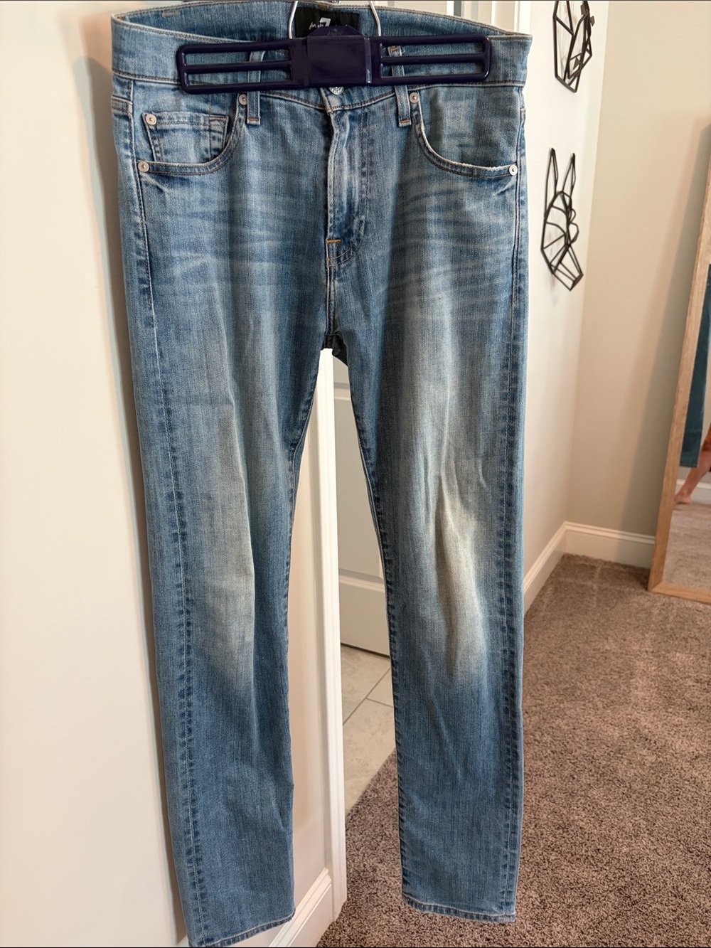 7 For All Mankind Slim Straight Light Blue Jeans